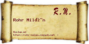 Rohr Milán névjegykártya